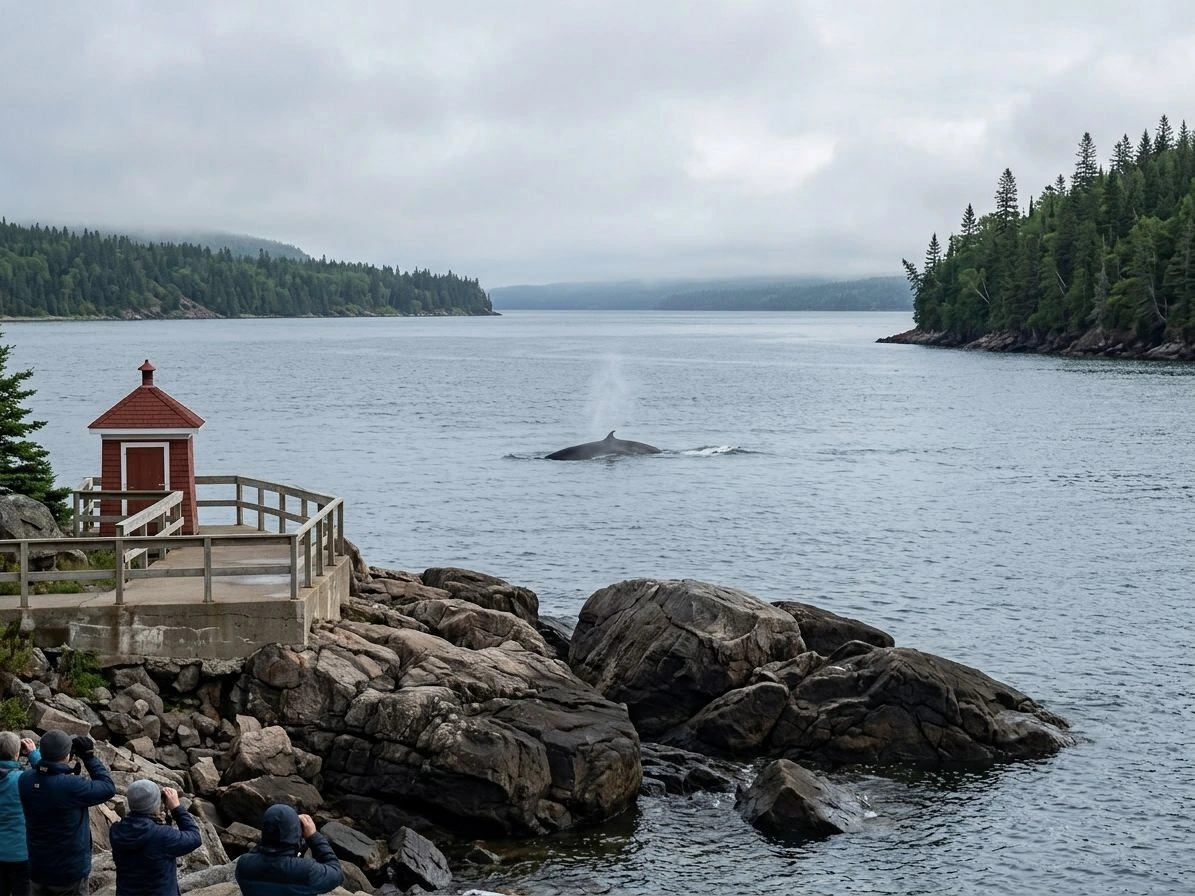 Observation des baleines depuis la rive à Cap-de-Bon-Désir, Les Bergeronnes