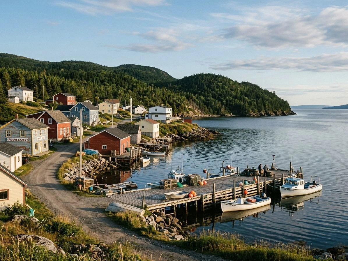 Village de Godbout et baie sur la Côte-Nord