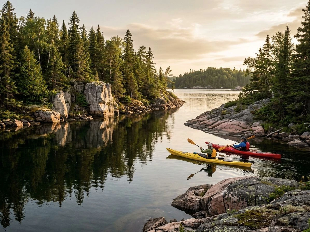 Kayak de mer dans la réserve de parc national de l'Archipel-de-Mingan