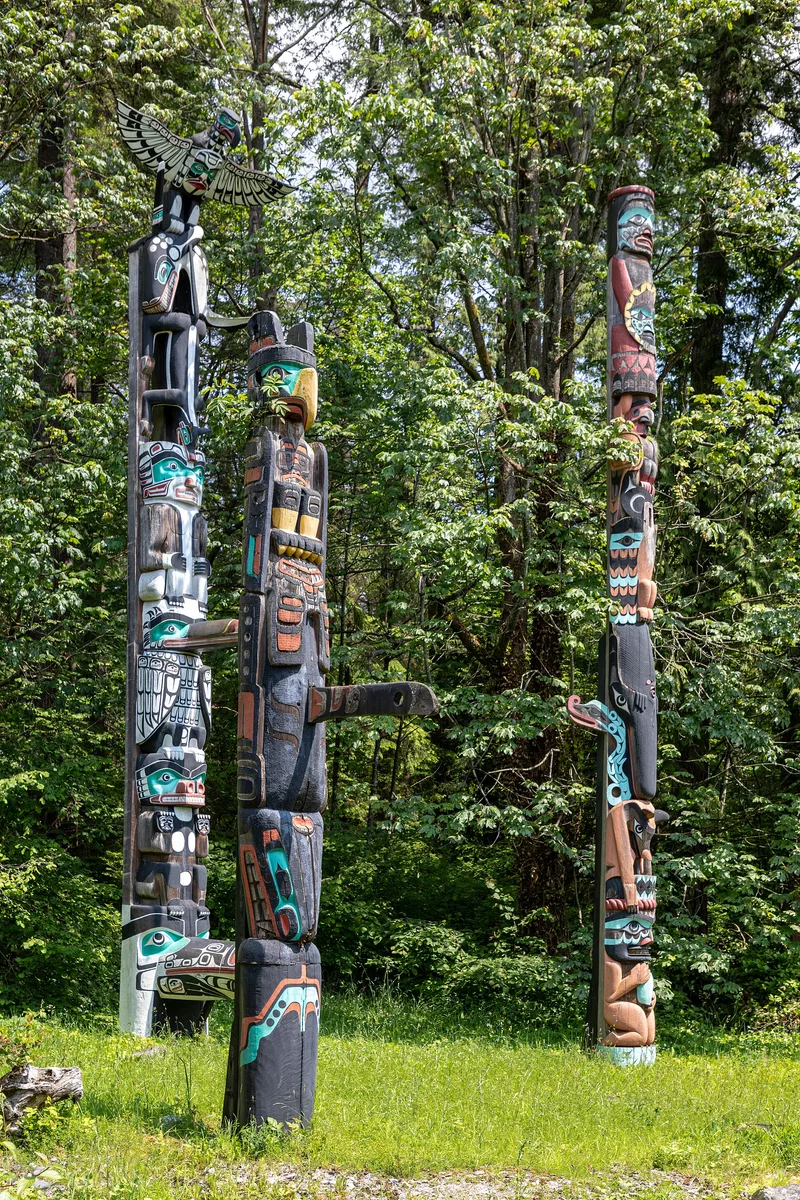 Mâts totémiques de Brockton Point au parc Stanley à Vancouver