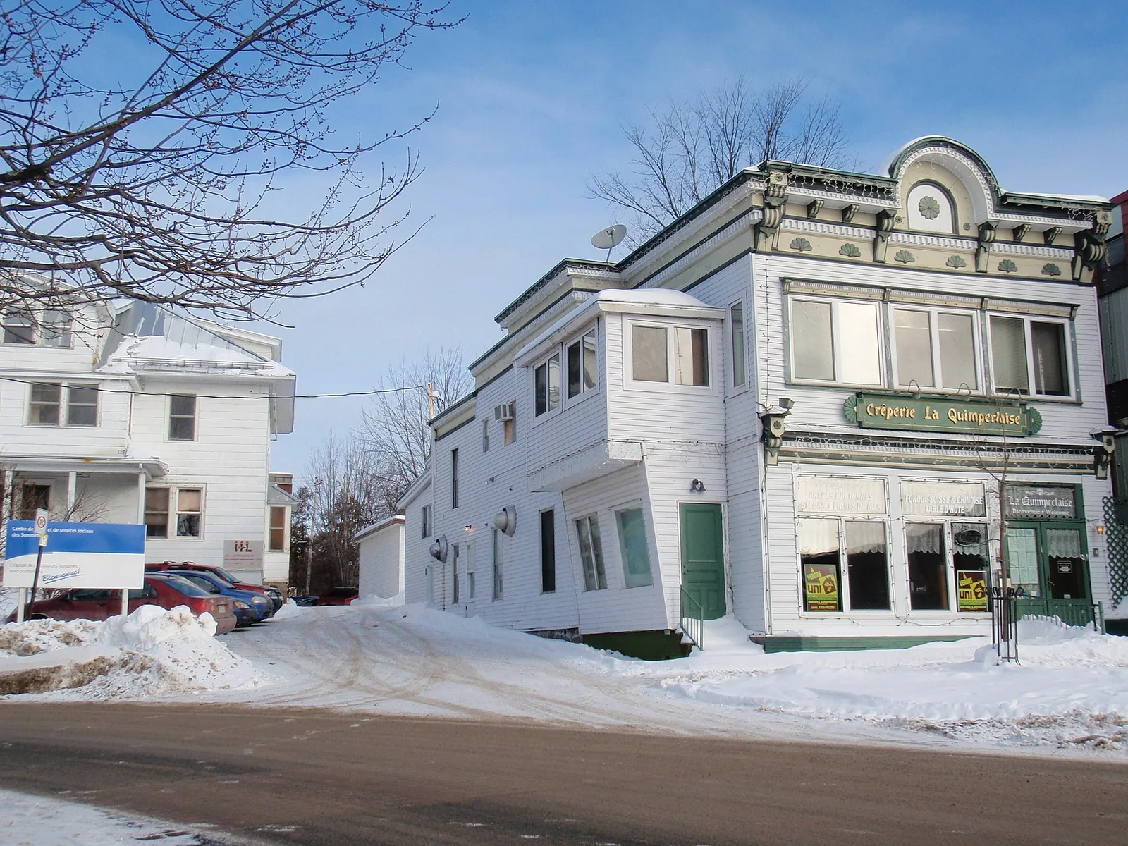 Sainte-Agathe-des-Monts crêperie historique en hiver, Laurentides