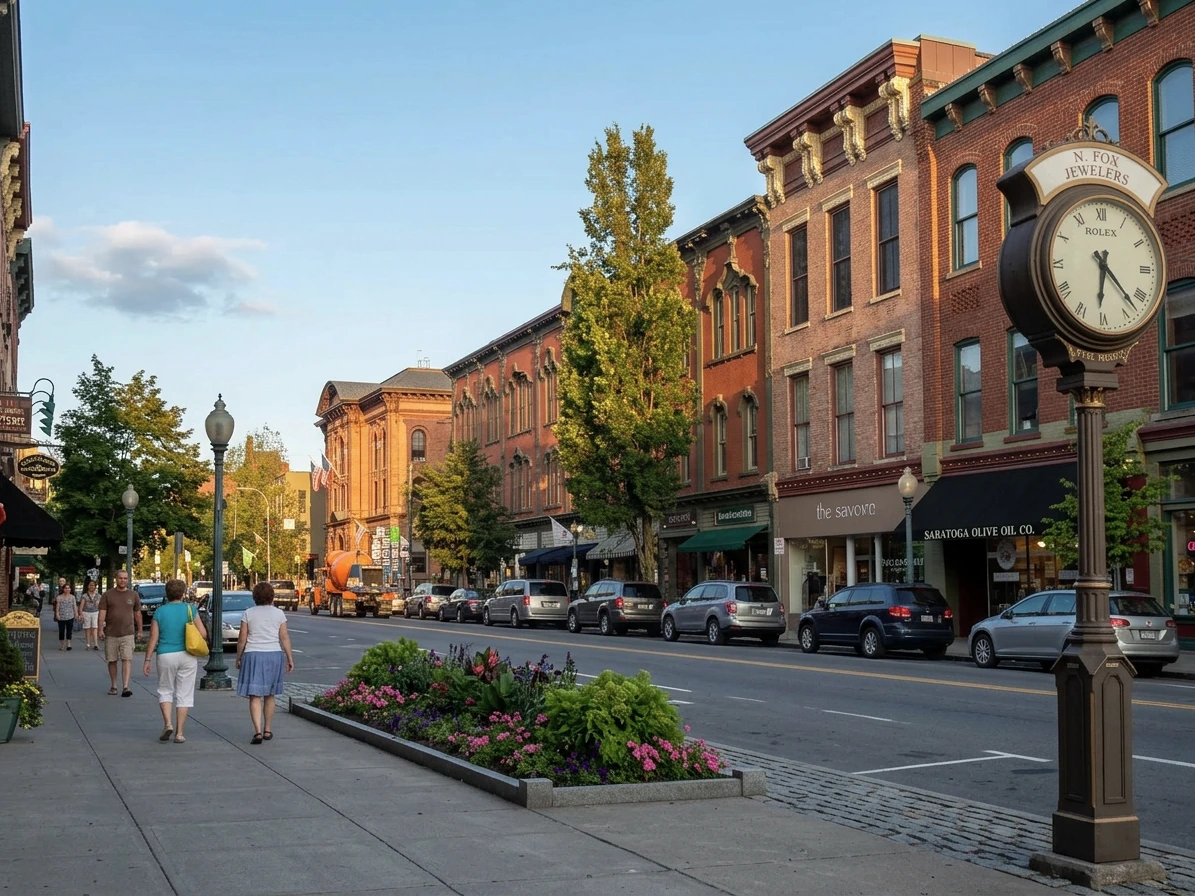 Rue Broadway historique de Saratoga Springs, New York