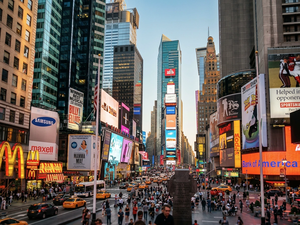 Times Square animé à Manhattan, New York